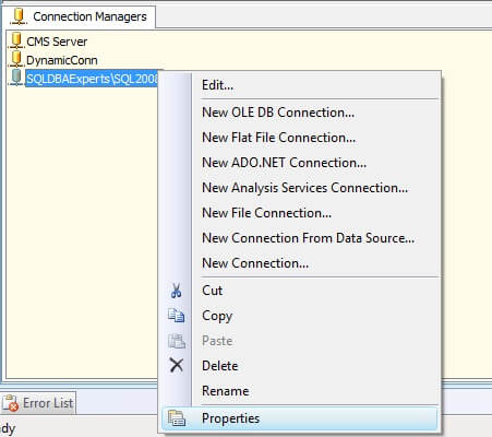 SSIS Connection Manager Properties