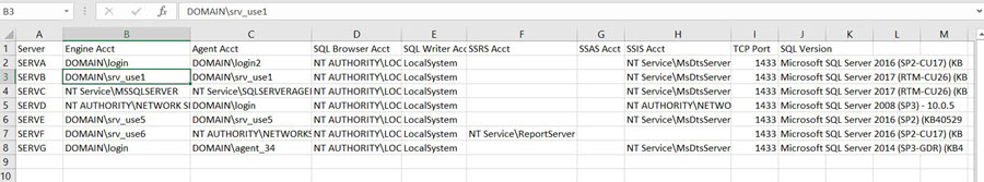 excel output