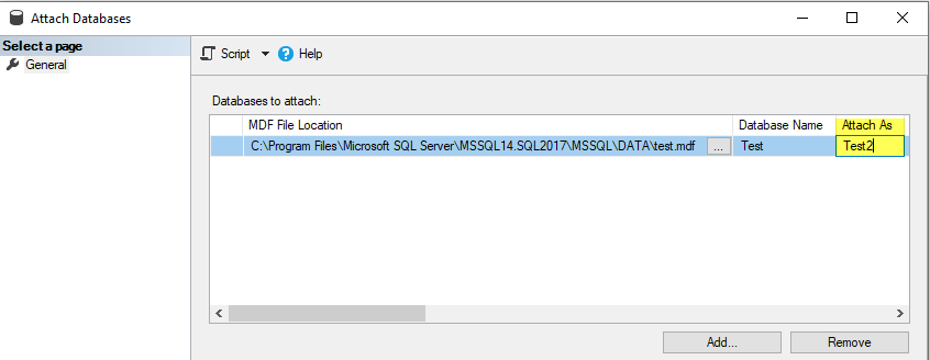 attach database using ssms