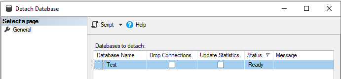 detach database using ssms