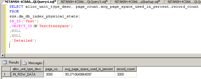 use dmv sys.dm_db_index_physical_stats