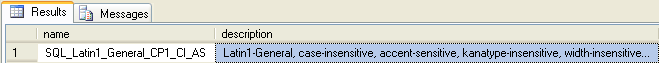 sql server database collation