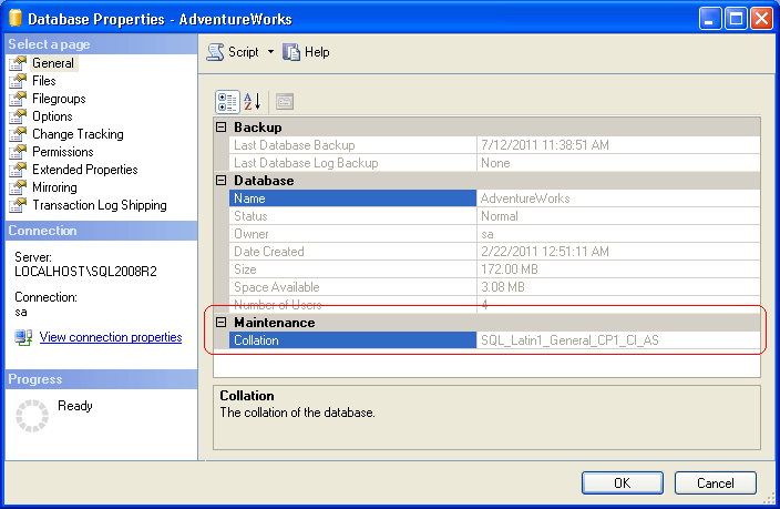 database properties