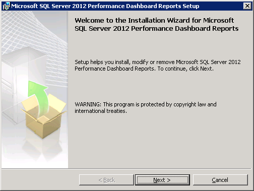 SQL Server 2012 Performance Dashboard Report Welcome Screen