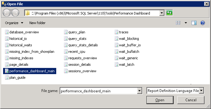Open Performance Dashboard Report RDL File