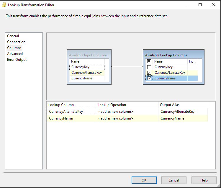select columns for lookup
