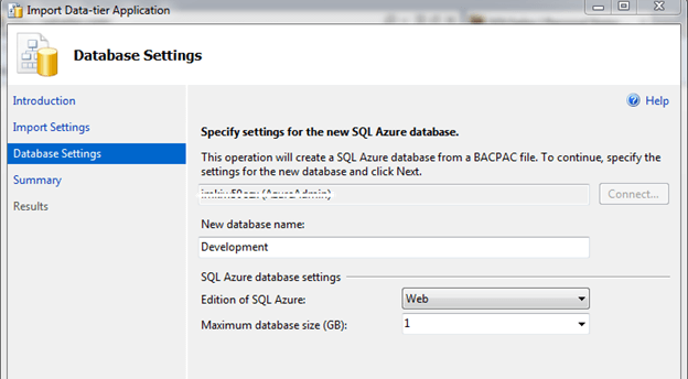 On the Database Settings screen you can change the database name 