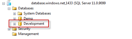 We can now look at our Azure Instance in SSMS and see that the new database has been created