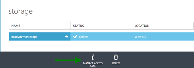 Click Manage Access Keys