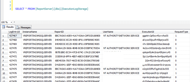 Let's look at the ExecutionLogStorage table