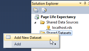Next right click Shared Dataset and Add New Dataset