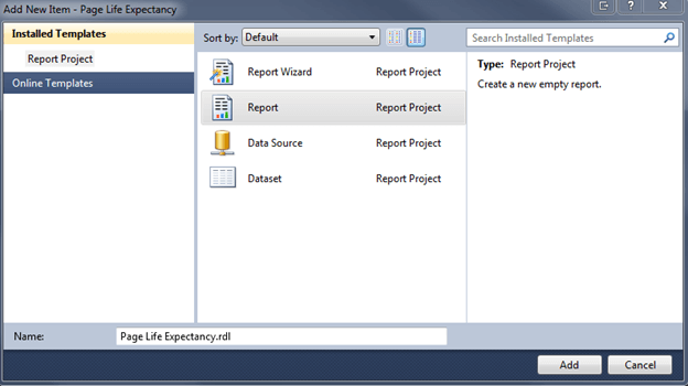 Click Report and specify a name