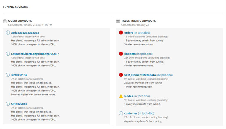 Tuning Tab in SolarWinds Database Performance Analyzer