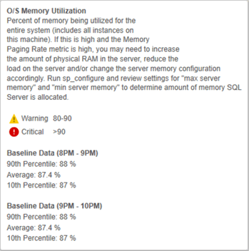 O/S Memory Utilization in SolarWinds Database Performance Analyzer