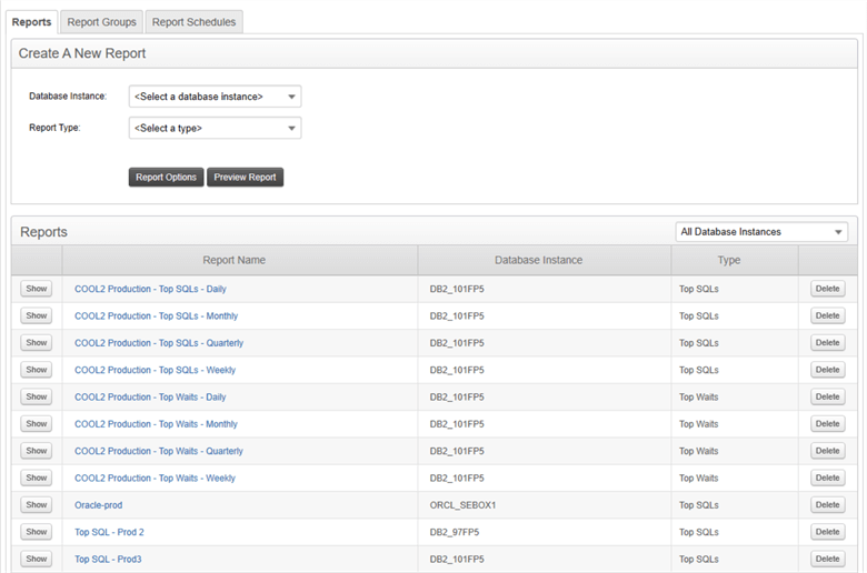 Database Performance Analyzer Reporting