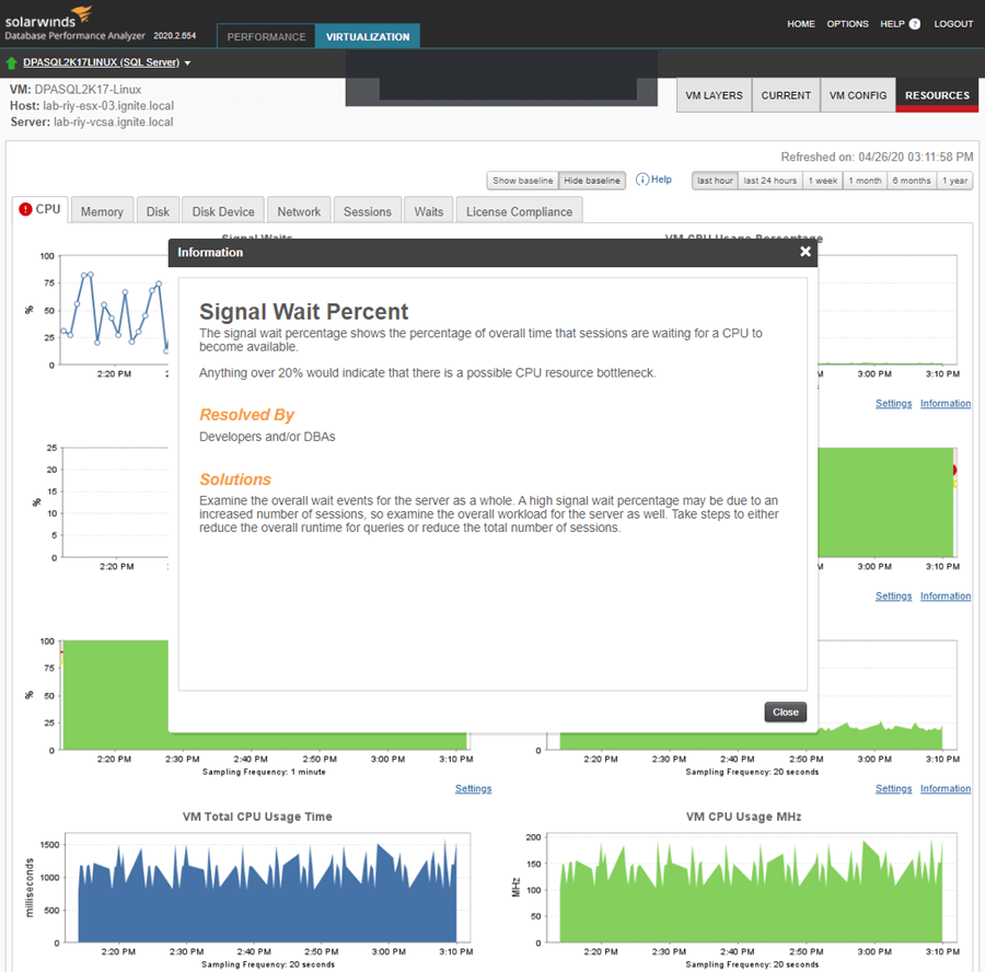 DatabasePerformanceAnalyzer VMwareResourcesInformation 1