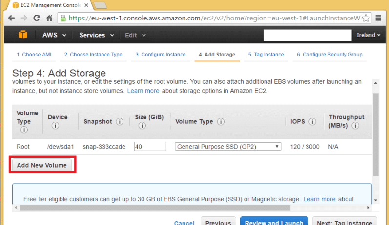 Add New Volume in Amazon EC2 for SQL Server