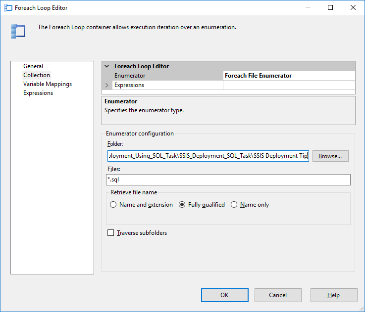 SSIS Foreach Loop Configuration