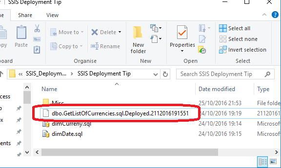 After successful execution, the file has been renamed with the suffix Deployed.DDMMYYYYHHMMSS