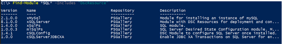 Find Resources with SQL in the name
