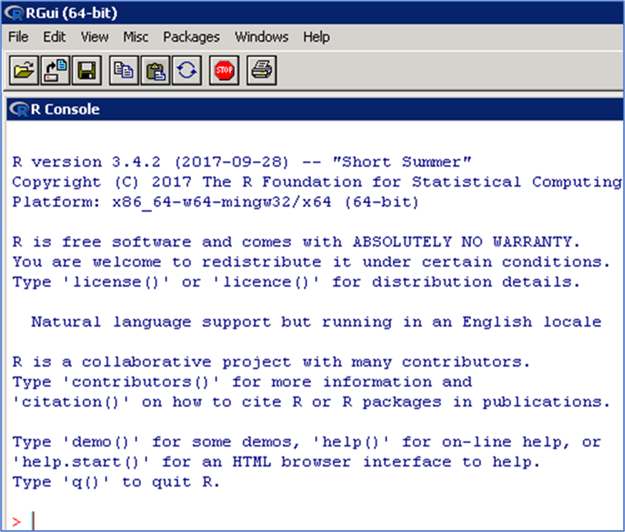 R GUI - Description: The graphical interface of R once it is installed