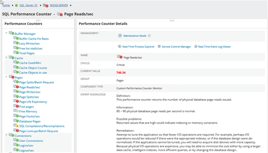 Page Reads - Description: Pages Read, second metric