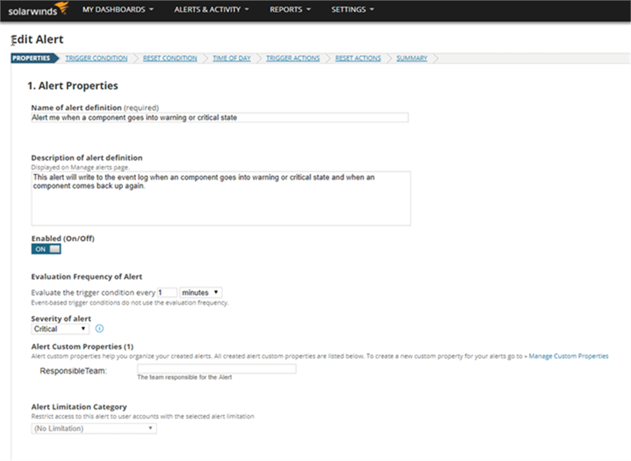 Edit Alert - Description: Edit Alert Window