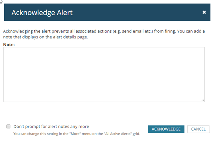 Acknowledge Alert - Description: Acknowledge Alert Window