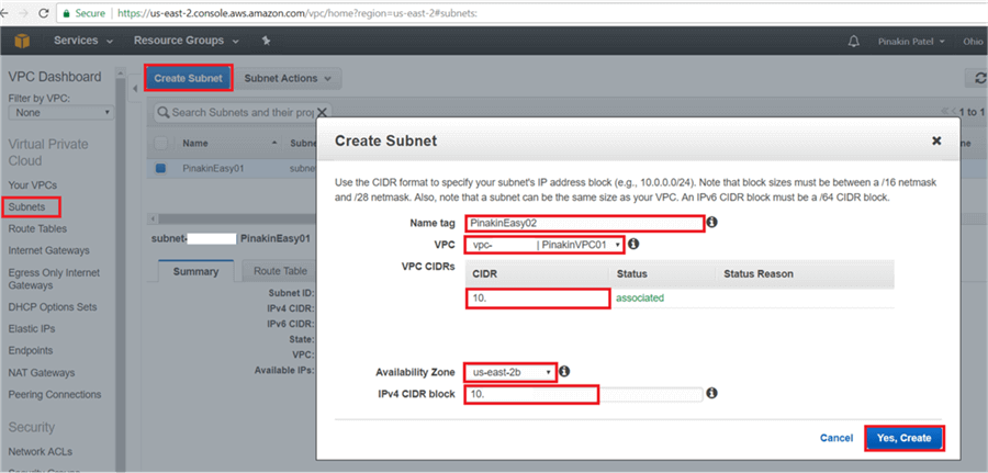 Create all other subnets same way to create multiple subnets. - Description: Create all other subnets same way to create multiple subnets. Other subnets can be placed into same availability zone or different availability zone. Here I have created second subnet in different availability zone.