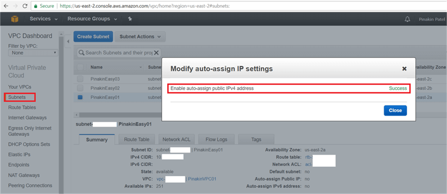 Success message will appear once the Modify auto-assign IP Setting is done.  - Description: Success message will appear once the Modify auto-assign IP Setting is done. 