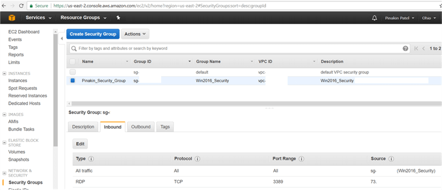 On successfully changing Inbound Rules it will appear as shown below. - Description: On successfully changing Inbound Rules it will appear as shown below.