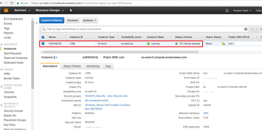 On Instances page, the Instance is initialized the status will be shown as passed and AWS Instance is up and running. - Description: On Instances page, the Instance is initialized the status will be shown as passed and AWS Instance is up and running.