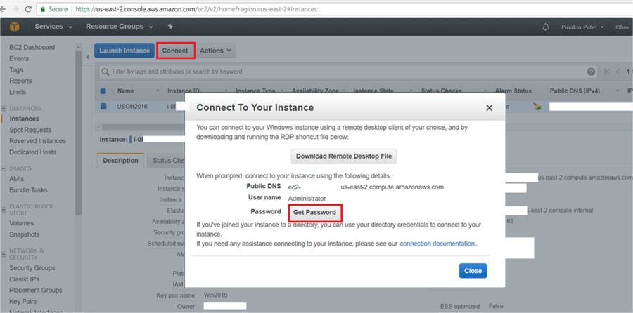 On Instances page, click on Connect. - Description: On Instances page, click on Connect.