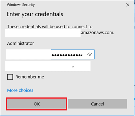 Double click on Downloaded Remote Desktop File and add the credential and hit Connect.  - Description: Double click on Downloaded Remote Desktop File and add the credential and hit Connect. 