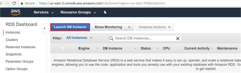On Instances dialog box, click on Lunch Instance. - Description: On Instances dialog box, click on Lunch Instance.
