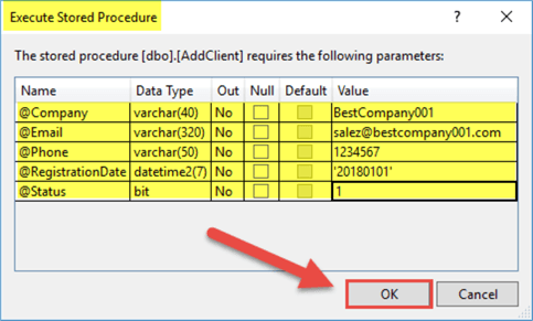 execute stored procedure