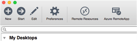 Microsoft RDP Mac Main Options