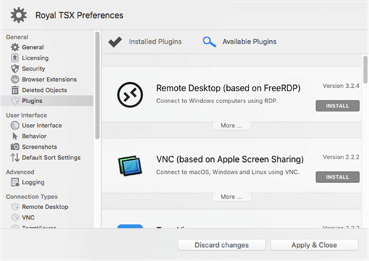 RoyalTSX Install Remote Desktop Plugin