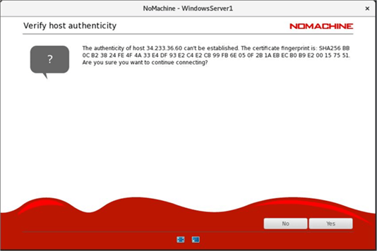 NoMachine Connection Verify Host Authenticity