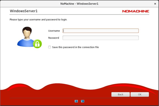 NoMachine Connection Enter Credentials