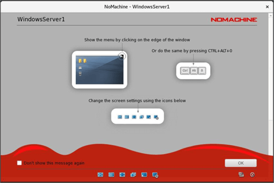 NoMachine Connection options to choose from for logon, display, resolution, sound, multimedia