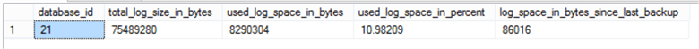 transaction log usage dmv