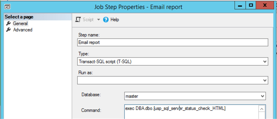 job step properties