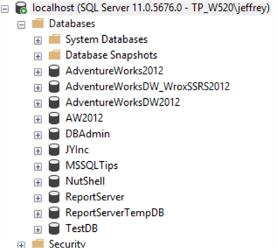 ssms database list