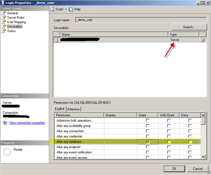 Server scope permissions