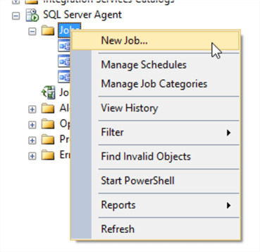 create new sql agent job