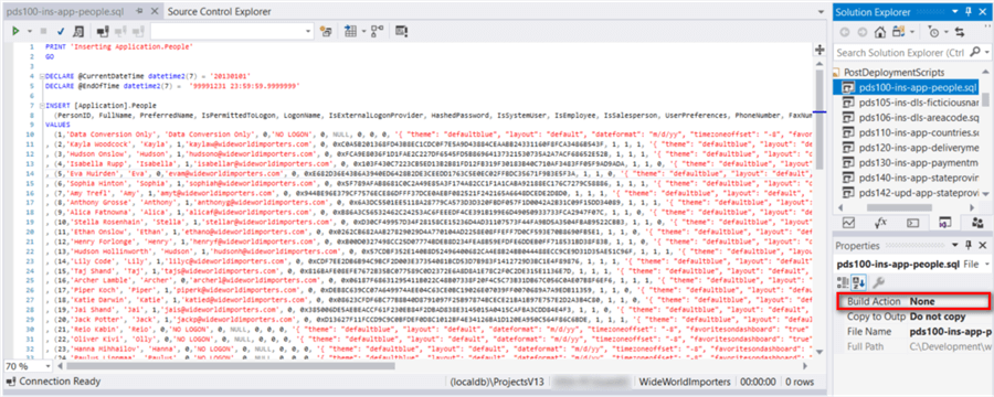 A screenshot of a script file that demonstrates the mix of SQL script and data. It is challenge for non-technical users to read the data.