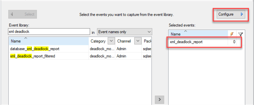Select XML Report event