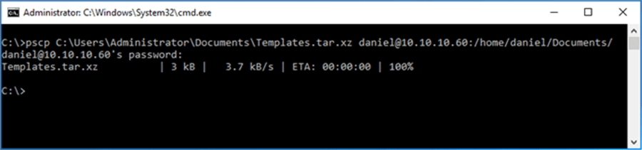 Copying the templates to the target server.