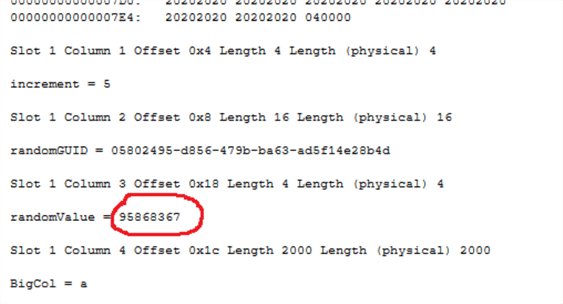 dbcc page output